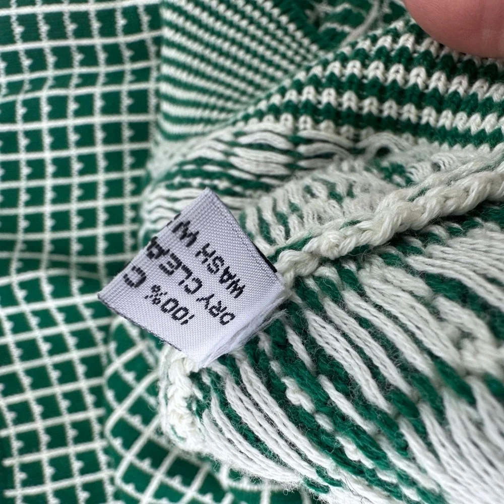 Vintage 90s‎ English Sports Shop Bermuda Green Grid Knit Sweater Cotton Mens L